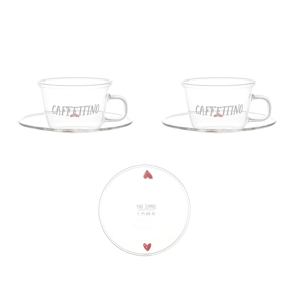 Simple Day Set 2 tazzine espresso con piattino Caffettino cuori rossi - immagine 4