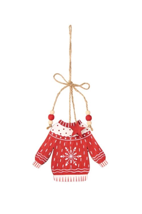 Nuvole di Stoffa - Assortimento decorazione maglione in legno rosso – Bear Wonderland