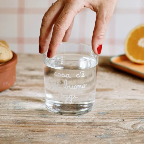Simple Day - Set 6 Bicchieri acqua decoro Cosa c'è di buono oggi