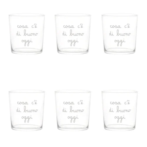 Alternative view of Simple Day - Set 6 Bicchieri acqua decoro Cosa c'è di buono oggi