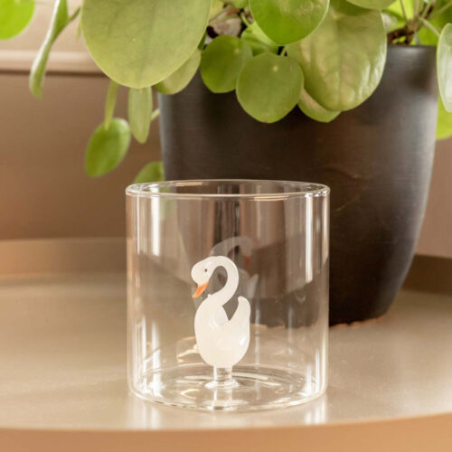 Alternative view of Wd Lifestyle -  Bicchiere in vetro borosilicato con Decoro Cigno
