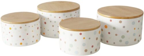 Magnus Home - Barattolo grande in Porcellana con Decoro Pois Pastello