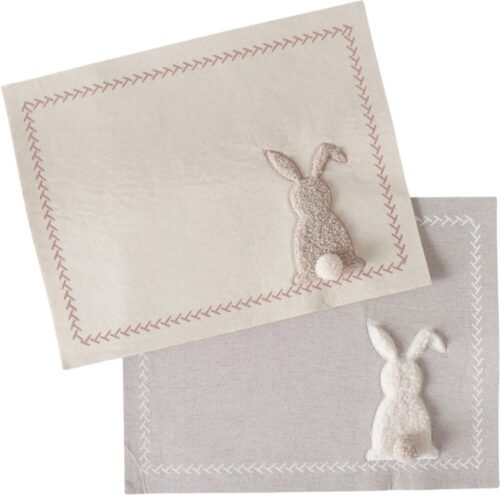 Magnus Home - Tovaglietta da Colazione con Decoro Coniglietto in Teddy beige - col panna