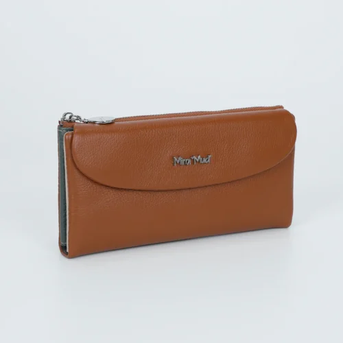 Alternative view of Mimi Muà - Portafoglio grande con patta in pelle colorato all'interno - Cuoio