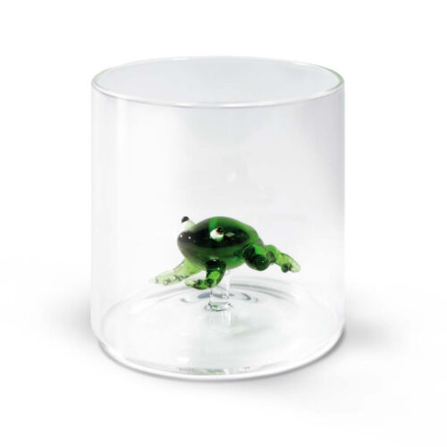 Wd Lifestyle -  Bicchiere in Vetro Borosilicato con Decoro Rana