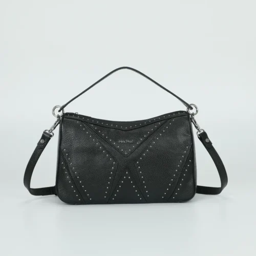 Mimi Muà - Borsa a Mano in Vera Pelle con Borchie - Nero