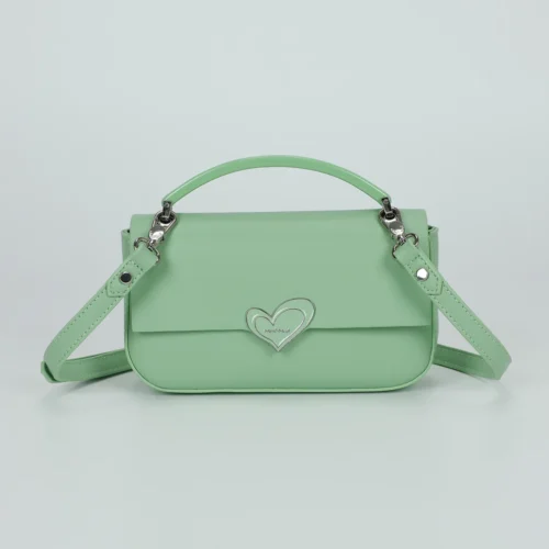 Mimi Muà - Borsa Tracolla con Patta e Chiusura a Cuore – Colore Verde Acqua