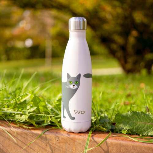 Wd Lifestyle - Bottiglia termica in acciaio inox a doppia parete 500 ml decoro con Gatto