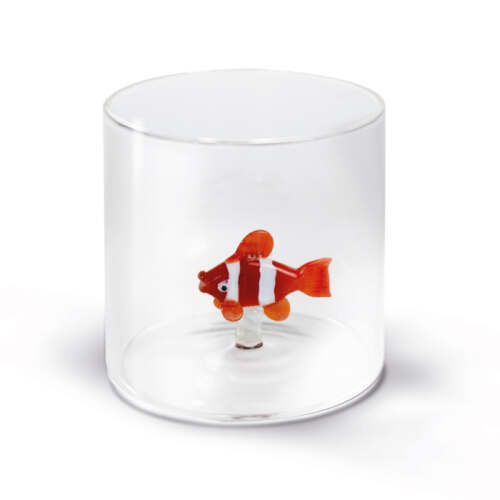 Wd Lifestyle -  Bicchiere in Vetro Borosilicato con Pesce Pagliaccio