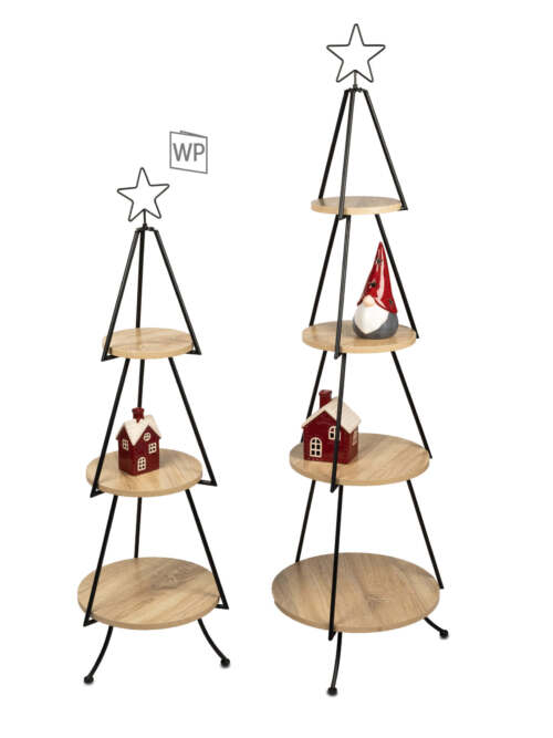 Bollweg Formano - Etagere decorativo a 4 ripiani H. 150cm in metallo nero e legno