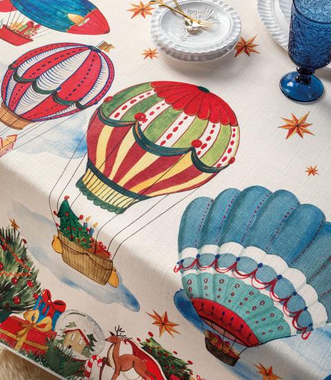 Alternative view of L'Oca Nera - Natale 2025 "Mongolfiere" Tovaglia Antimacchia 155*270