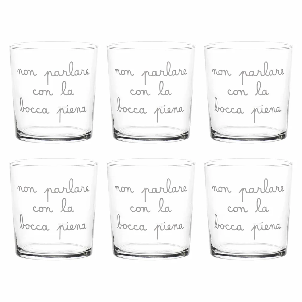 Simple Day - Set 6 Bicchieri acqua Non parlare con la bocca piena - immagine 2
