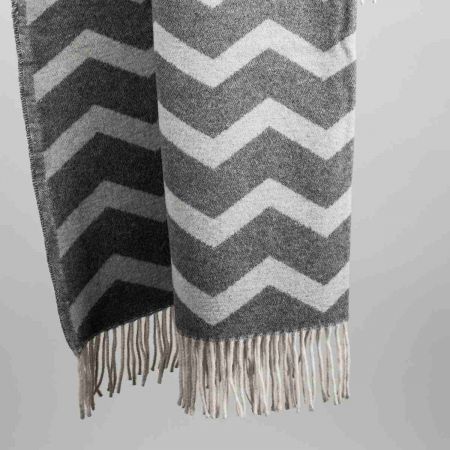 Beat Collection - Plaid art. Agnes misto lana con frange - col perla-grigio