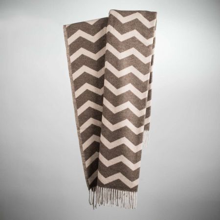 Beat Collection - Plaid art. Agnes misto lana con frange - col beige-marrone