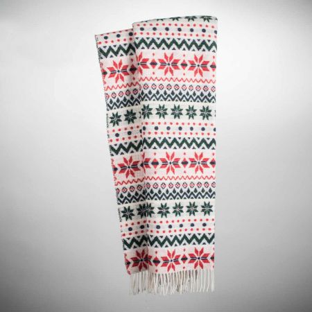 Beat Collection - Plaid art. Xmas misto lana con frange - Col Bianco