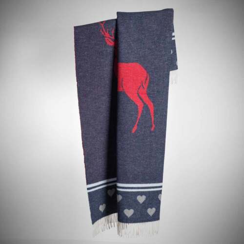 Alternative view of Beat Collection - Plaid art. Cervi misto lana con frange - col. blu ciliegia