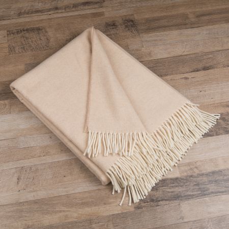 Beat Collection - Plaid art. Cortina lana/cashmere con frange -Beige