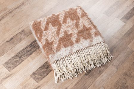 Beat Collection - Plaid art.Basilea misto lana con frange - col. avana