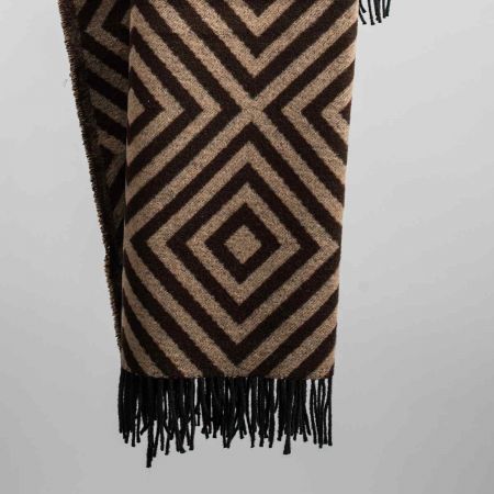 Beat Collection - Plaid art. Lennon misto lana con frange - Camel