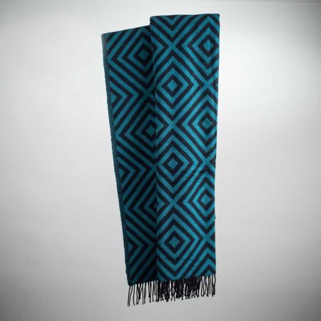 Alternative view of Beat Collection - Plaid art. Lennon misto lana con frange - Pavone