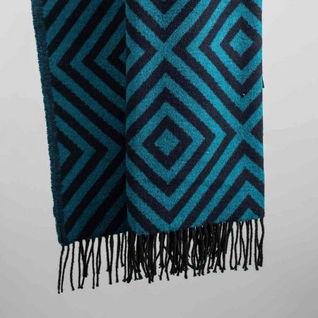 Beat Collection - Plaid art. Lennon misto lana con frange - Pavone