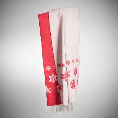 Alternative view of Beat Collection - Plaid art. Snowing misto lana con frange - Col Ciliegia