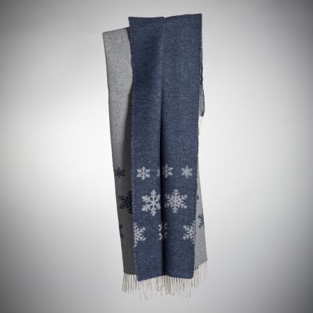 Beat Collection - Plaid art. Snowing misto lana con frange - Col Blu