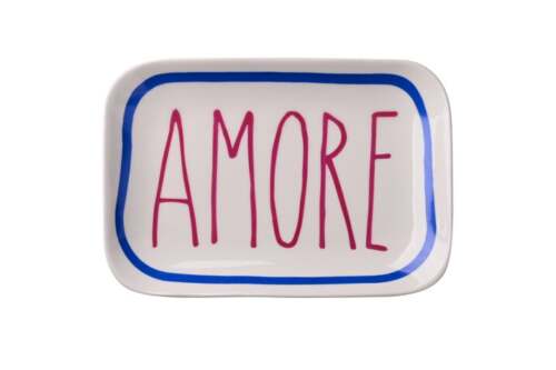 Gift Company - Piatto decorativo in porcellana “Amore” – Bianco – 15,5x2x10,5 cm