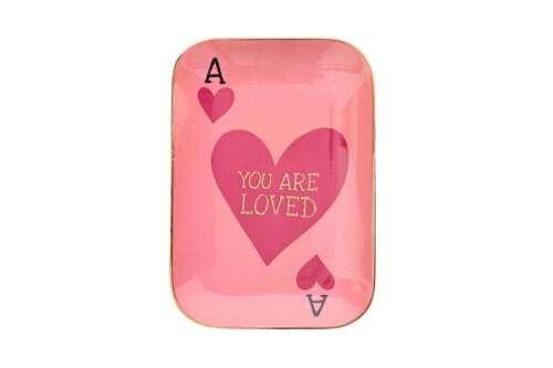 Gift Company - Piatto decorativo in porcellana “You Are Loved” – Rosa – 15,5x2x10,5 cm