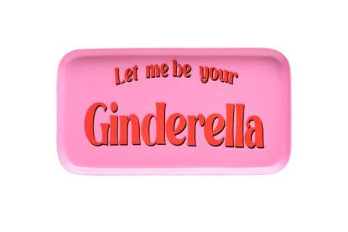Gift Company - Vassoio decorativo “Let Me Be Your Ginderella” – Rosa pastello – 21,8x1x12 cm