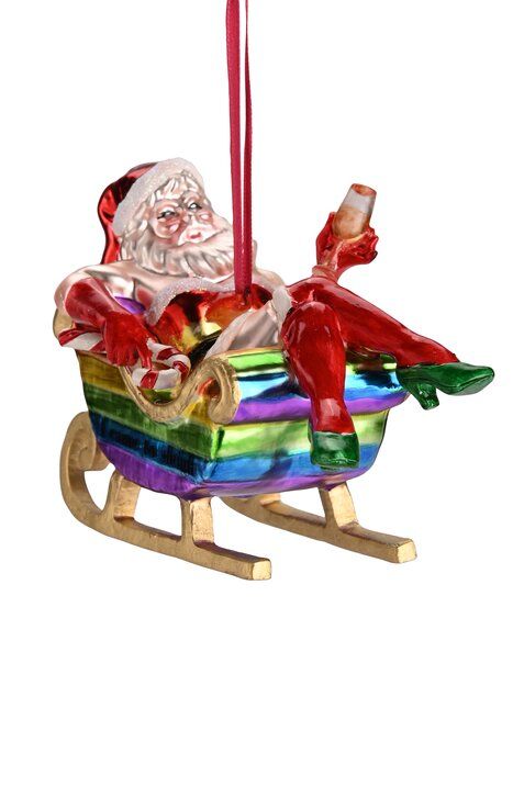 Gift Company - Decorazione da appendere “Babbo Natale su Slitta Arcobaleno”