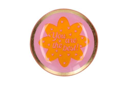 Gift Company - Vassoio decorativo rotondo in Vetro “You Are The Best” – Rosa
