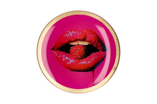 Gift Company - Vassoio decorativo rotondo in Vetro con Bocca – Rosa