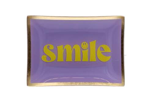 Gift Company - Vassoio decorativo rettangolare in Vetro “Smile” – Viola/Giallo