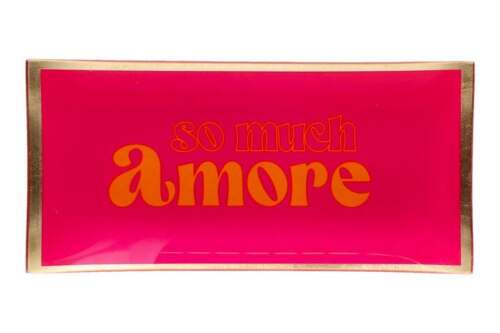 Gift Company - Vassoio decorativo rettangolare in Vetro “So Much Amore” – Rosa Neon