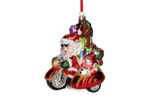Gift Company - Babbo Natale in Moto con Sidecar – Decorazione Natalizia Multicolore