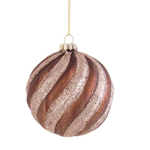 Natale - Sfera Natalizia Ø10 cm in Vetro – Decoro onda cioccolato/oro