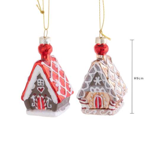 Natale - Decorazione Casetta in Vetro 5×5×9 cm – Da Appendere