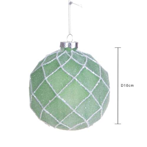 Alternative view of Natale - Sfera Natalizia Ø10 cm in Vetro – Motivo a Rombi Effetto Frozen