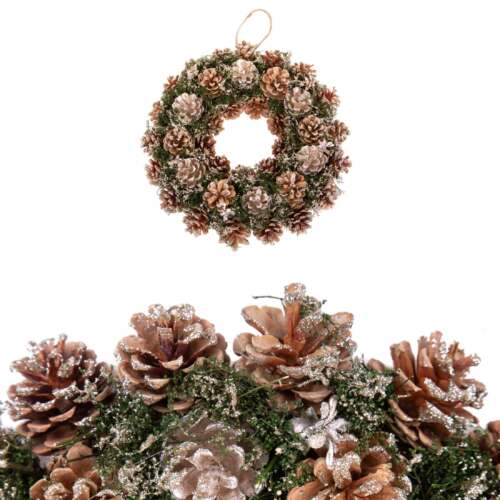 Natale - Corona Ø 36 cm con Pigne Oro – Materiale Naturale
