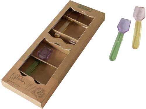 Magnus Regalo - Set 4 Cucchiaini Gelato Colorati in Vetro – 9,7 cm