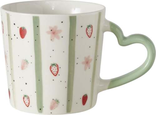 Magnus Regalo - Mug Berry 350 ml in New Bone – Tazza Decorata Fragole 9,5×9,5 cm