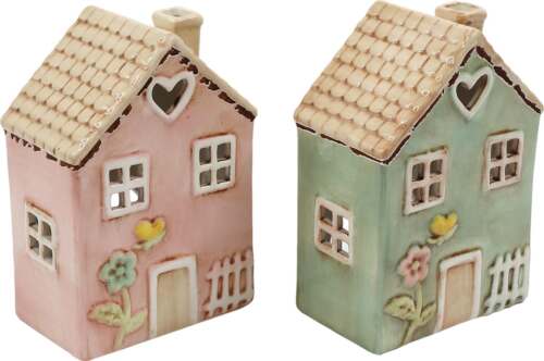 Magnus Regalo - Casetta Portacandela Tealight 12x7,5x17 cm in Ceramica Col Verde menta