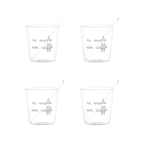 Simple Day - Set 4 bicchierini espresso Ci vuole un caffè