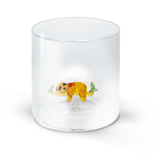 Wd Lifestyle - Bicchiere in vetro borosilicato con soggetto in vetro  all'interno figura Bradipo