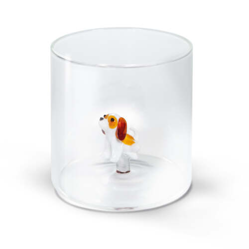 Wd Lifestyle - Bicchiere in vetro borosilicato con soggetto in vetro  all'interno figura Cavalier King