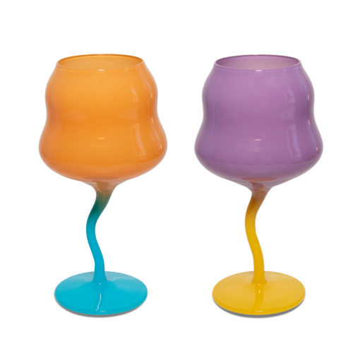 Wd Lifestyle -  Calici vino in vetro Set 2 pz Arancio e Viola