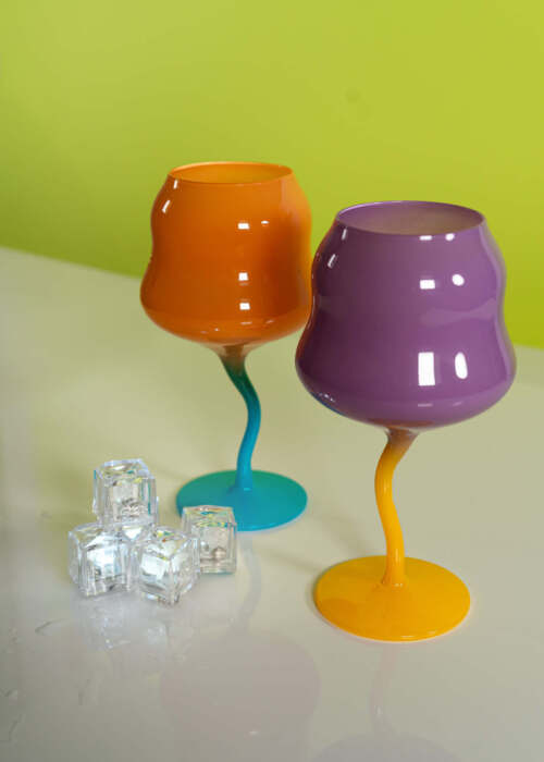 Alternative view of Wd Lifestyle -  Calici vino in vetro Set 2 pz Arancio e Viola