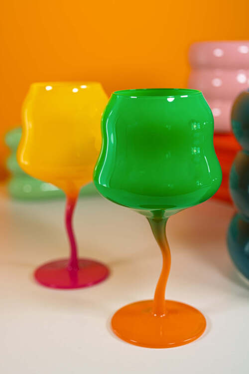 Wd Lifestyle -  Set 2 calici cocktail. Capacità 450 ml. Colori Giallo e Rosa, Verde e Arancione.