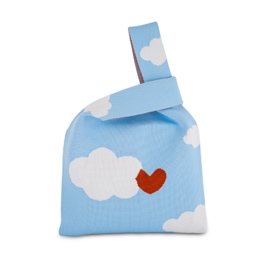 Wd Lifestyle - Borsa a nodo lavorata a maglia. Decorazione nuvole